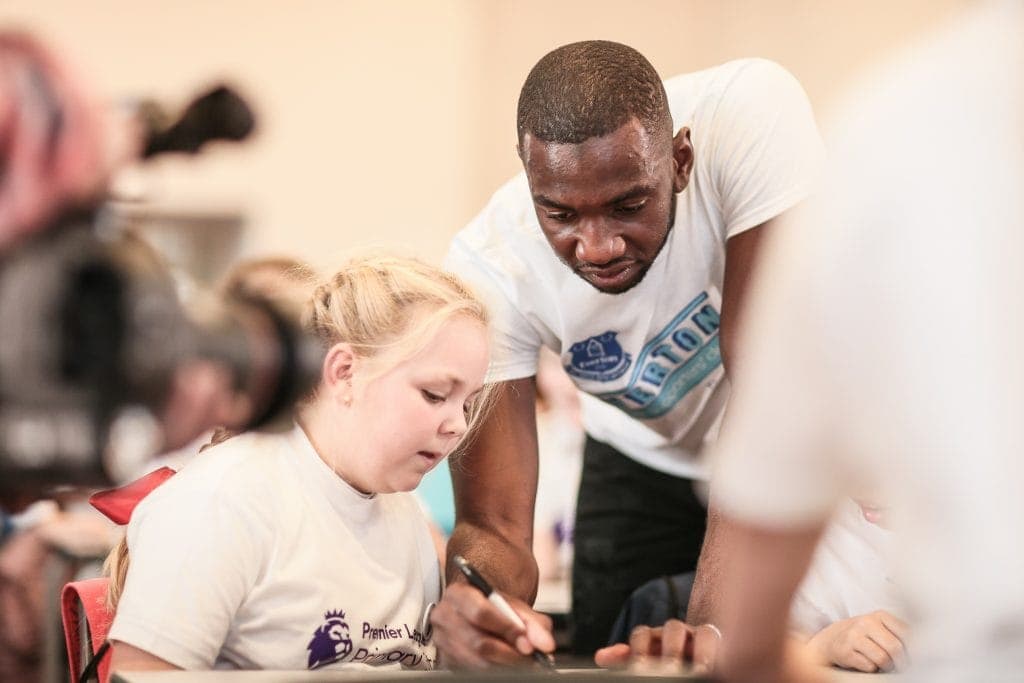 Premier League Primary Stars Writing Stars with Yannick Bolasie of EVERTON FC 27th September 2017