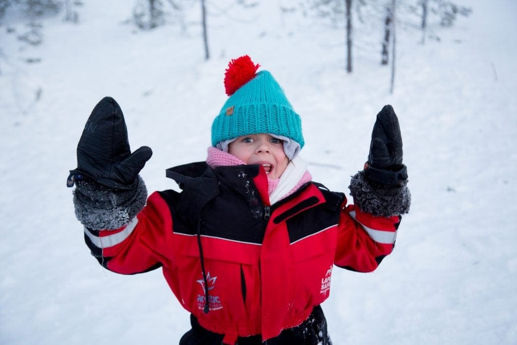 Playing in the snow at Santa’s Lapland