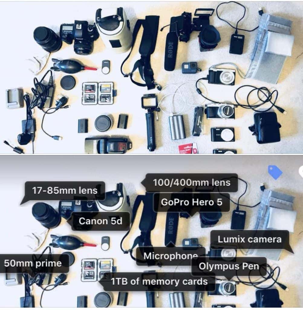 Packing our camera equipment into the Lowepro PhotoStream for travelling
