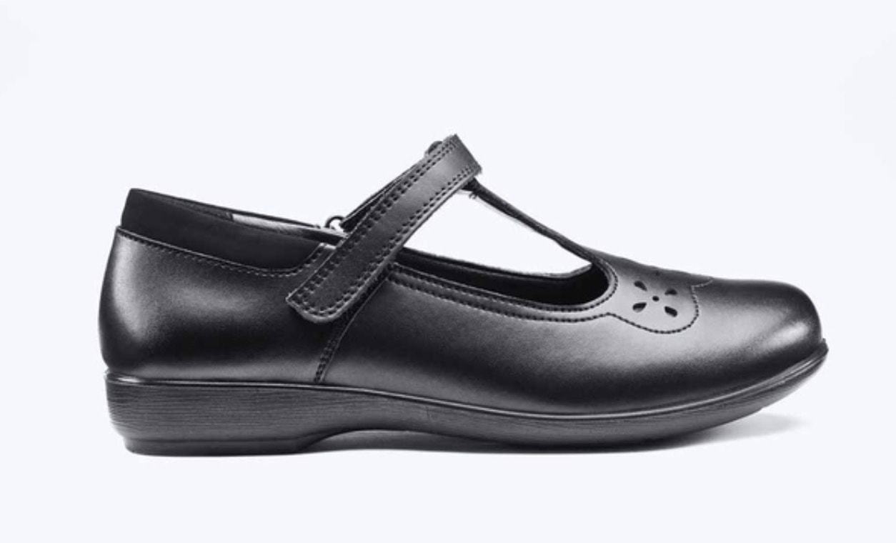 ADELAIDE - T-BAR Girls Leather rip tape School Shoes - With 12 Month Indestructible Guarantee